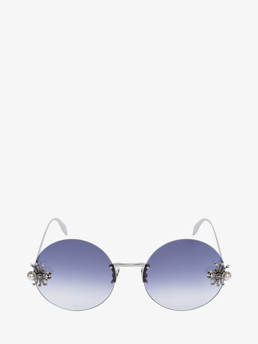 Gafas De Sol Alexander McQueen Spider Jeweled Round Mujer - Grises - Mexico 659-UFBAIK